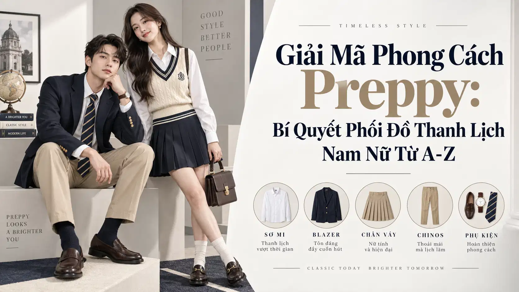Giải Mã Phong Cách Preppy: Bí Quyết Phối Đồ Thanh Lịch Nam Nữ Từ A-Z
