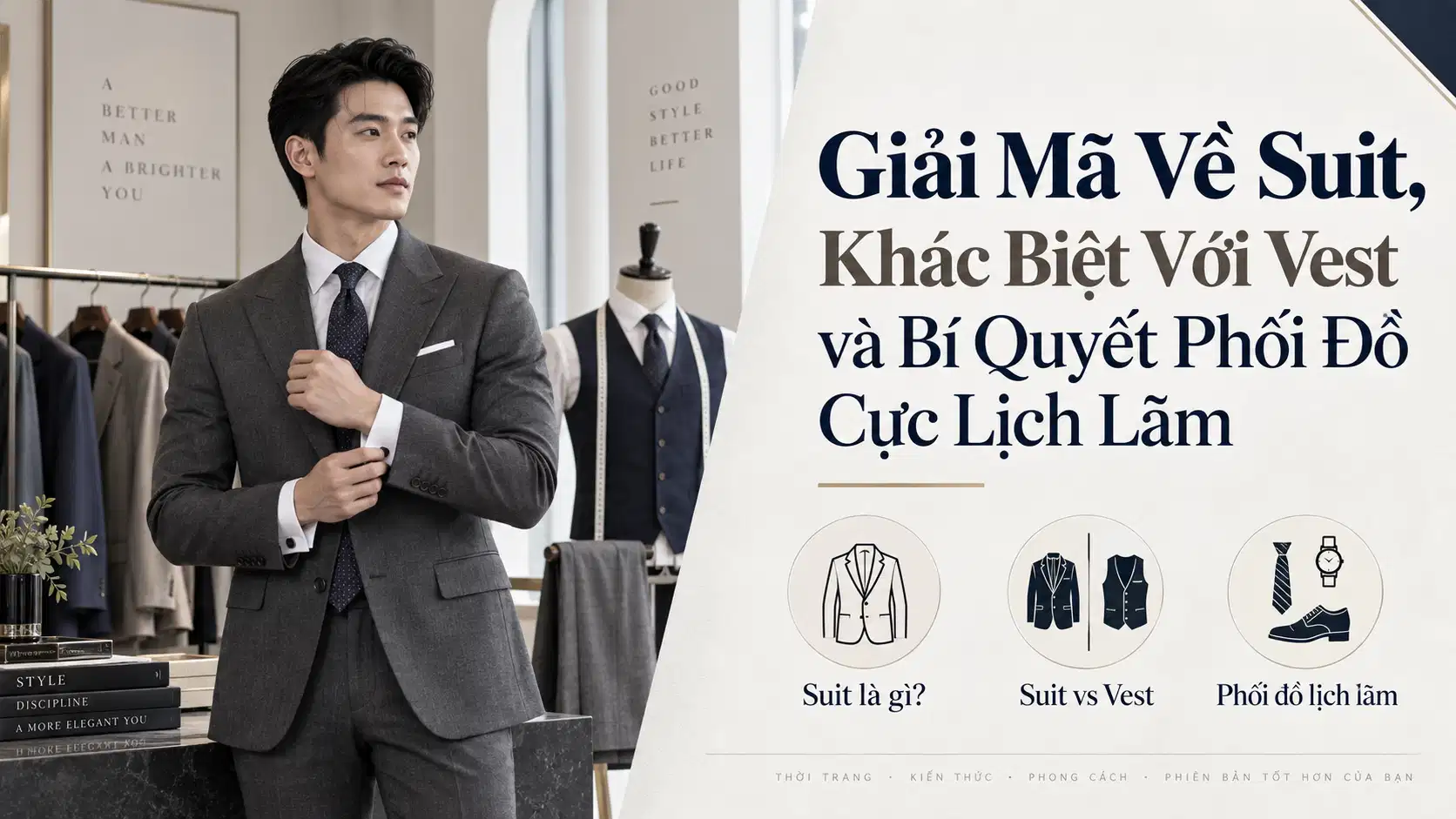 Giải Mã Về Suit, Khác Biệt Với Vest và Bí Quyết Phối Đồ Cực Lịch Lãm