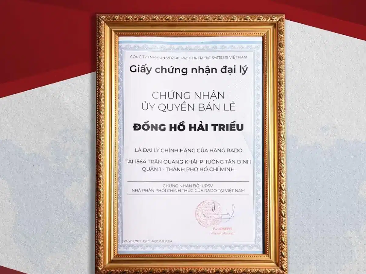 Giấy chứng nhận đại lý ủy quyền của một thương hiệu đồng hồ Giấy chứng nhận đại lý ủy quyền của một thương hiệu đồng hồ