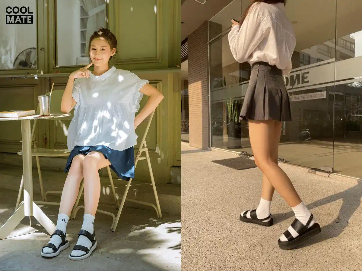 Phối sandal thể thao với tất cổ ngắn và cổ trung Phối sandal thể thao với tất cổ ngắn và cổ trung
