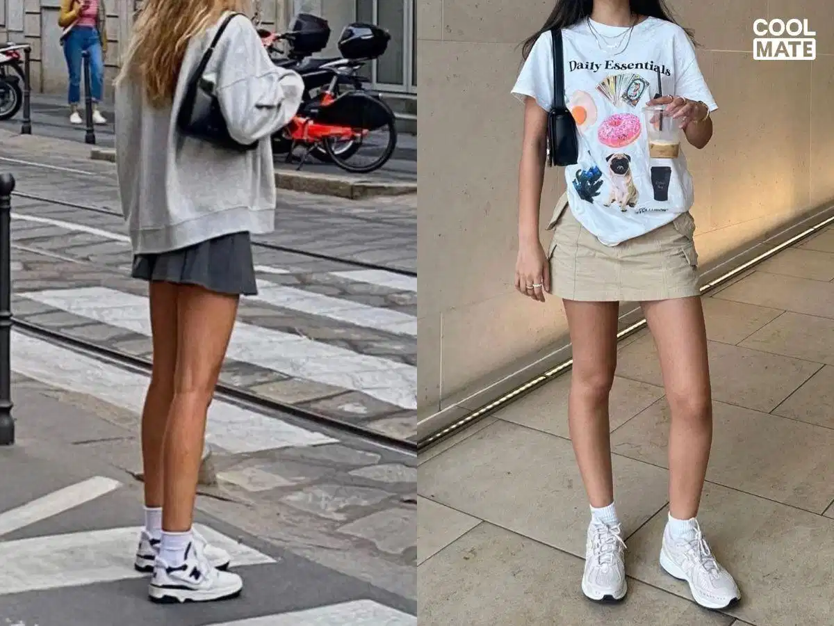 Giày sneaker chunky phối với tất cổ trung nữ Giày sneaker chunky phối với tất cổ trung nữ
