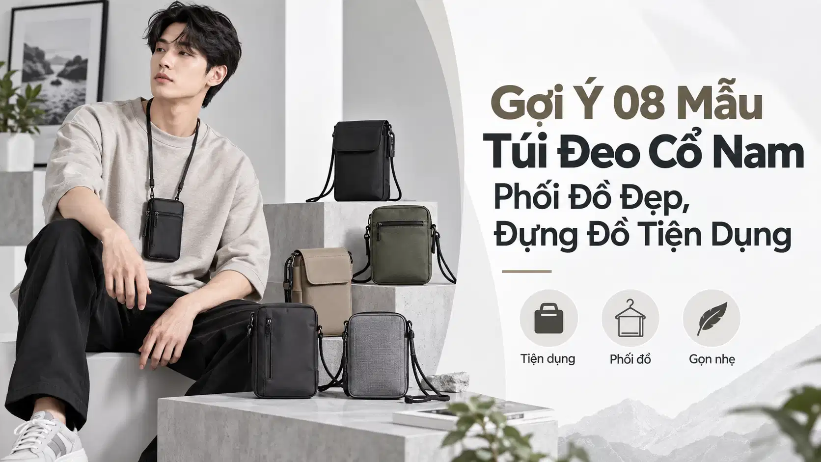 Gợi Ý 08 Mẫu Túi Đeo Cổ Nam Phối Đồ Đẹp, Đựng Đồ Tiện Dụng