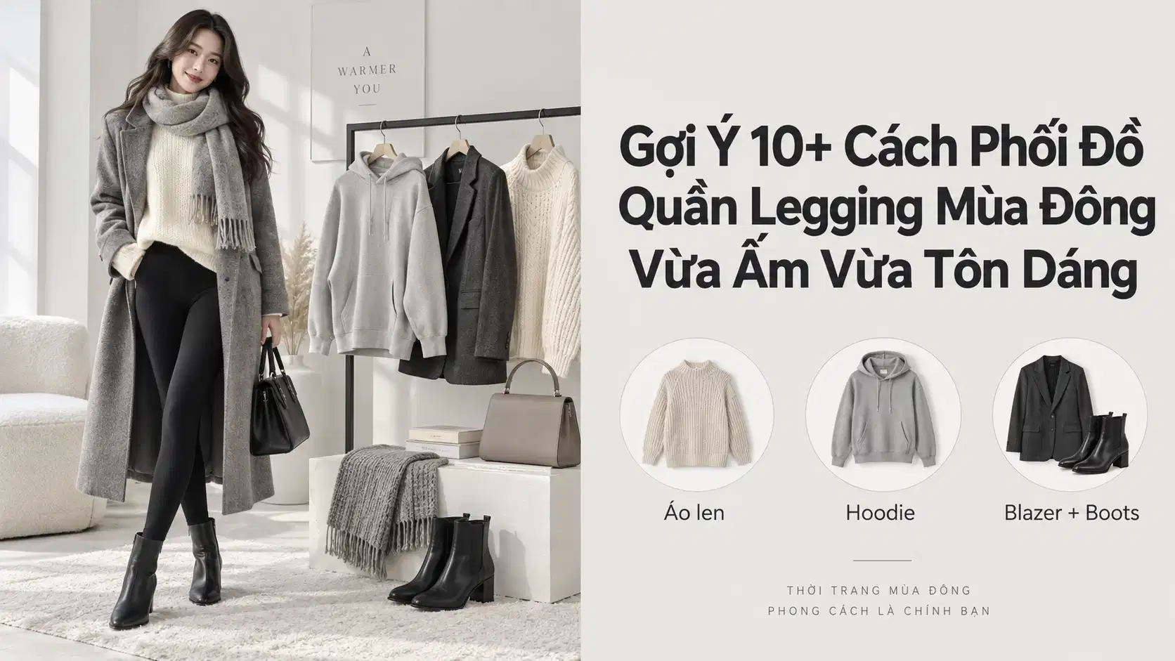 Gợi Ý 10+ Cách Phối Đồ Quần Legging Mùa Đông Vừa Ấm Vừa Tôn Dáng