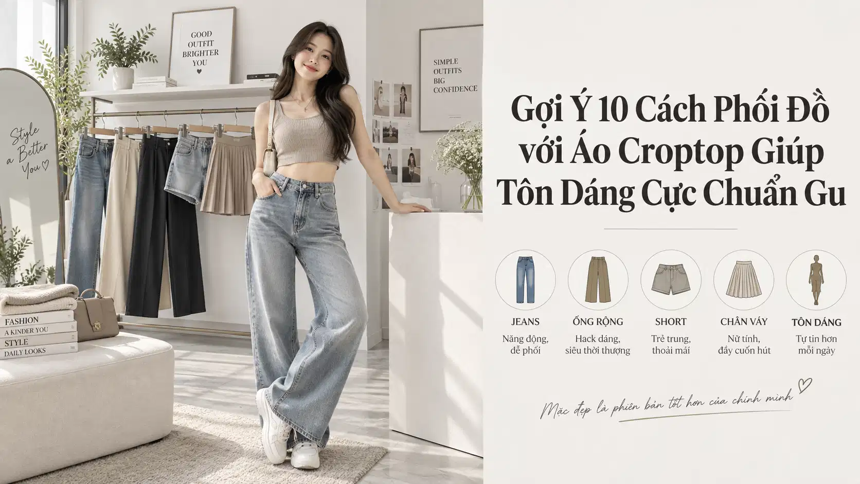 Gợi Ý 10 Cách Phối Đồ với Áo Croptop Giúp Tôn Dáng Cực Chuẩn Gu