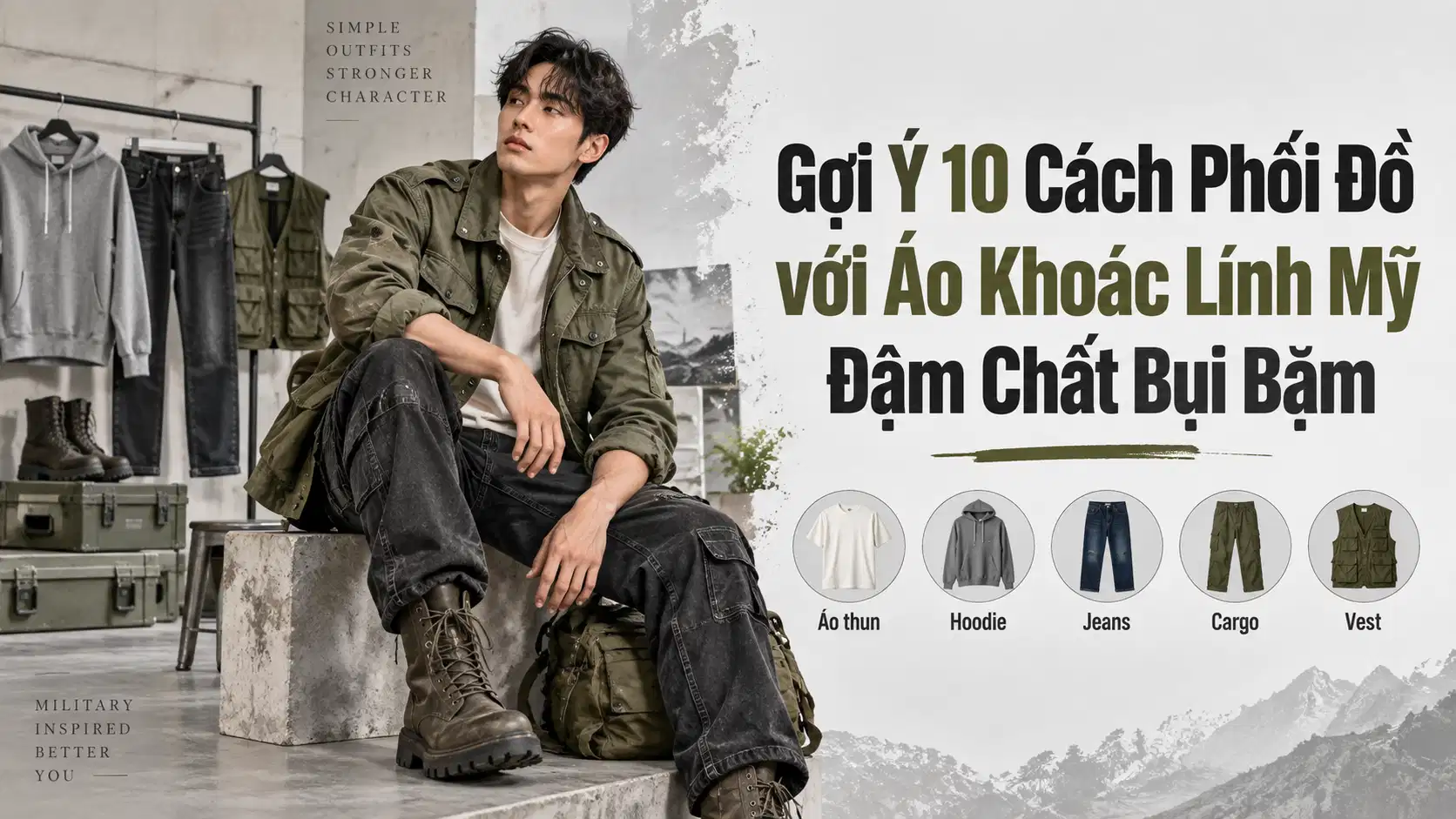 Gợi Ý 10 Cách Phối Đồ với Áo Khoác Lính Mỹ Đậm Chất Bụi Bặm