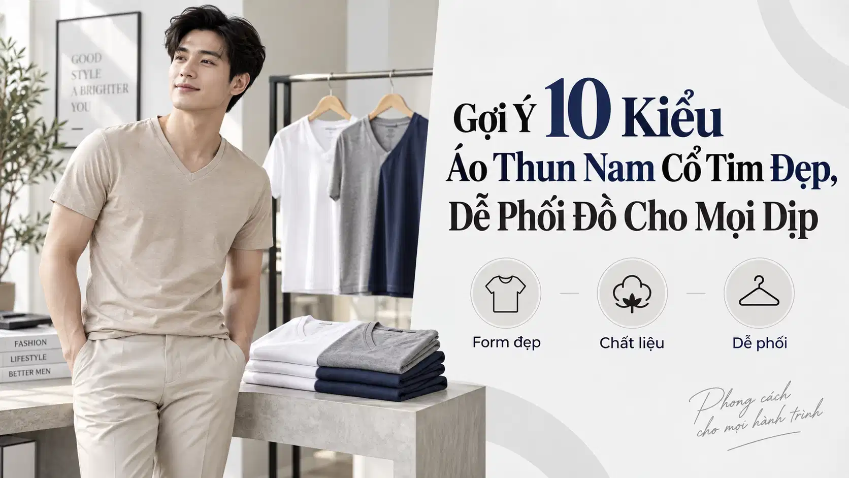 Gợi Ý 10 Kiểu Áo Thun Nam Cổ Tim Đẹp, Dễ Phối Đồ Cho Mọi Dịp