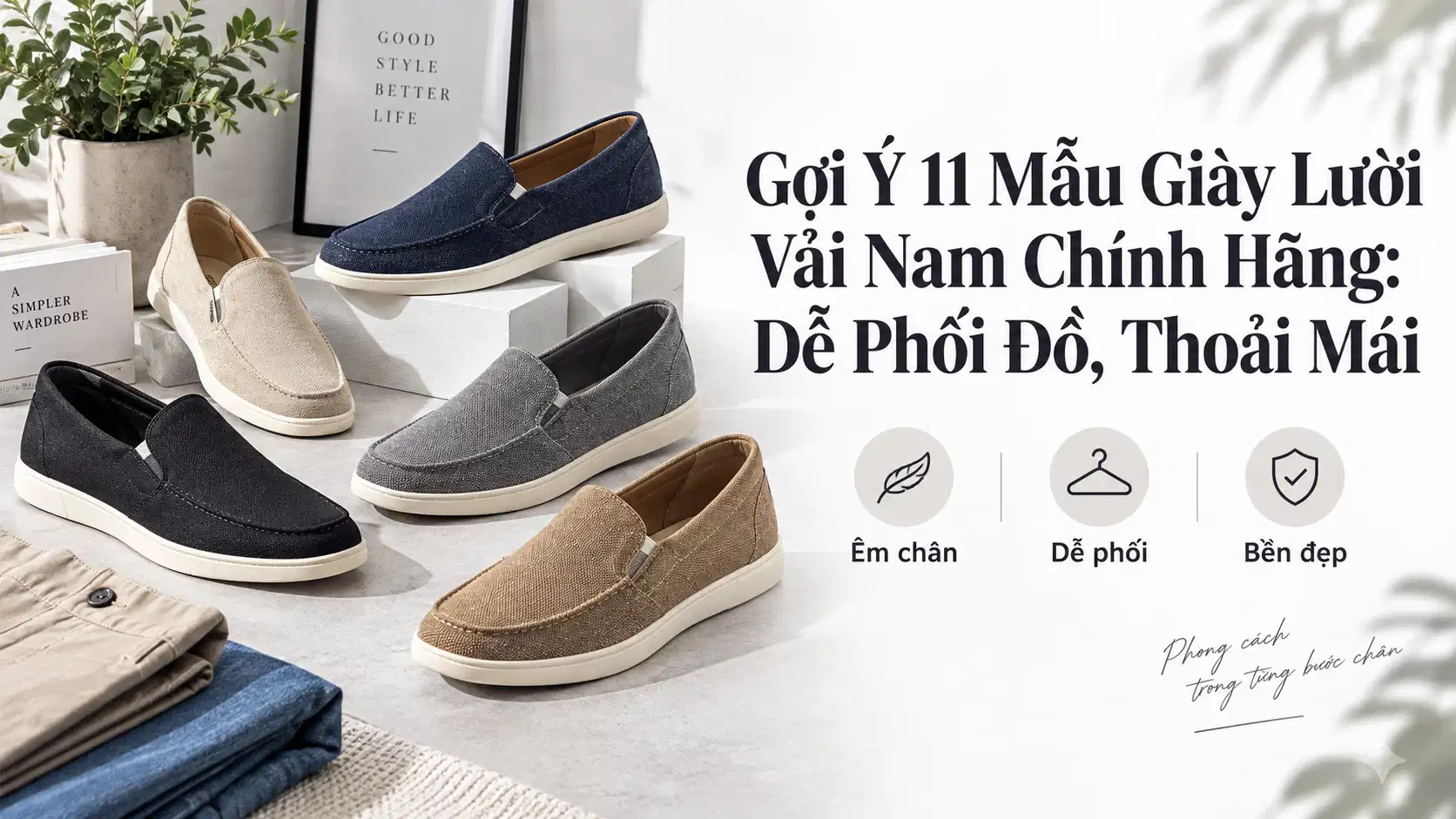 Gợi Ý 11 Mẫu Giày Lười Vải Nam Chính Hãng: Dễ Phối Đồ, Thoải Mái