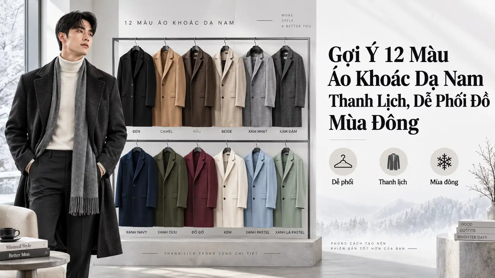 Gợi Ý 12 Màu Áo Khoác Dạ Nam Thanh Lịch, Dễ Phối Đồ Mùa Đông