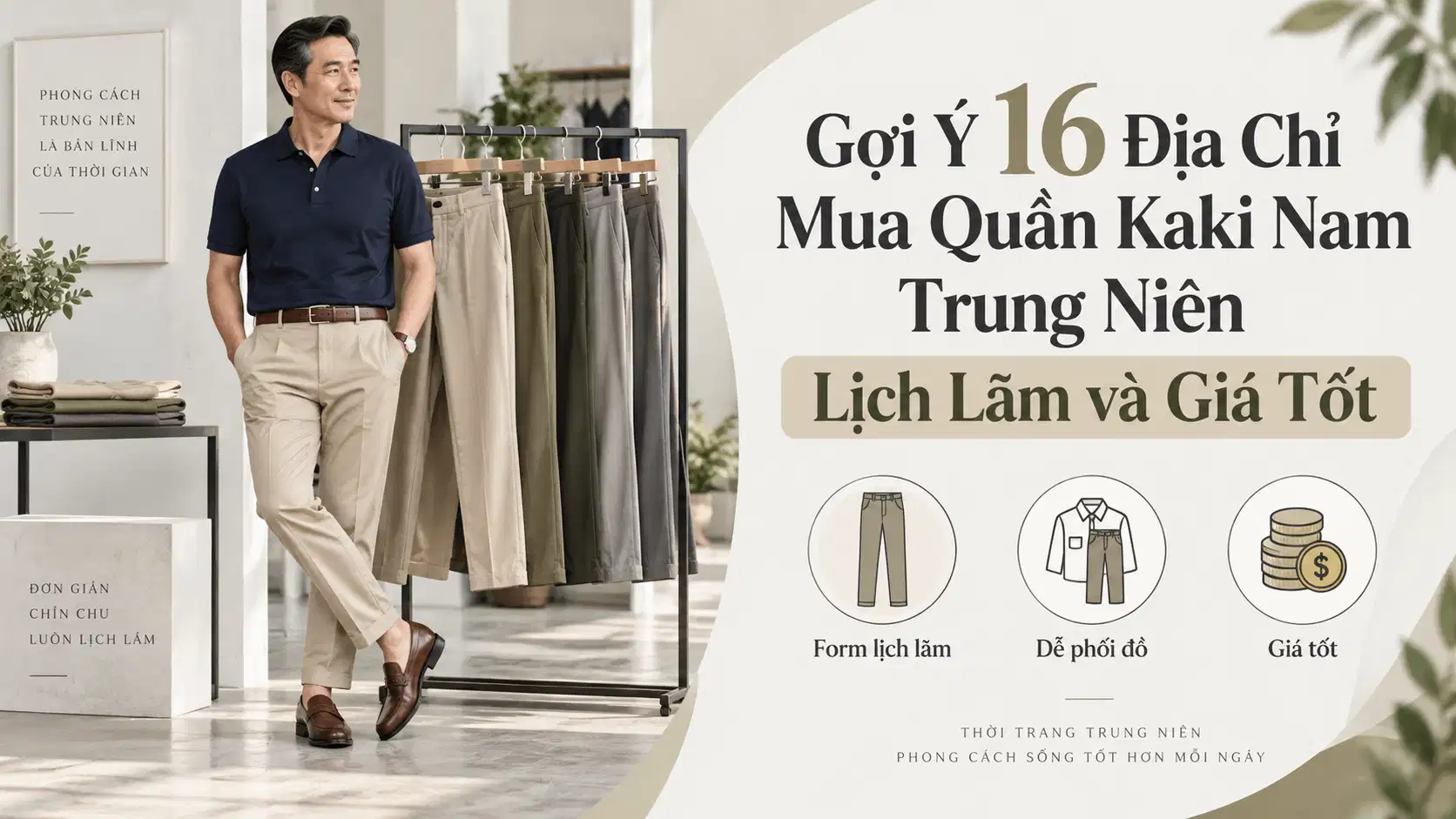 Gợi Ý 16 Địa Chỉ Mua Quần Kaki Nam Trung Niên Lịch Lãm và Giá Tốt