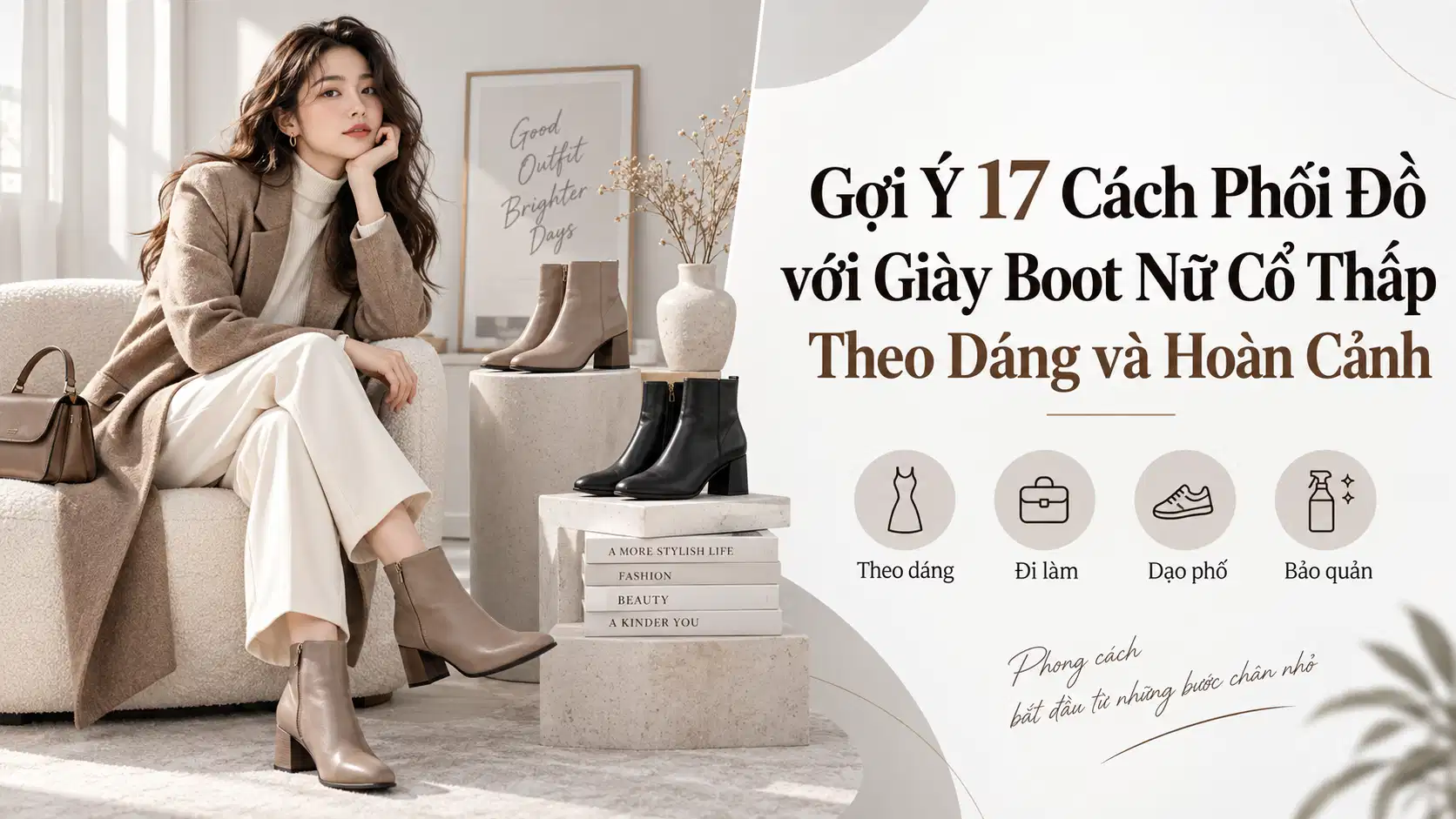 Gợi Ý 17 Cách Phối Đồ với Giày Boot Nữ Cổ Thấp Theo Dáng và Hoàn Cảnh