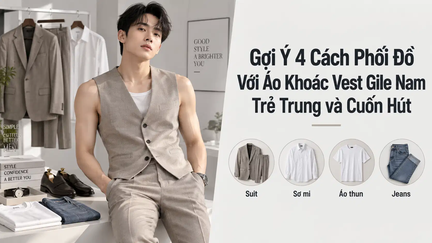 Gợi Ý 4 Cách Phối Đồ Với Áo Khoác Vest Gile Nam Trẻ Trung và Cuốn Hút