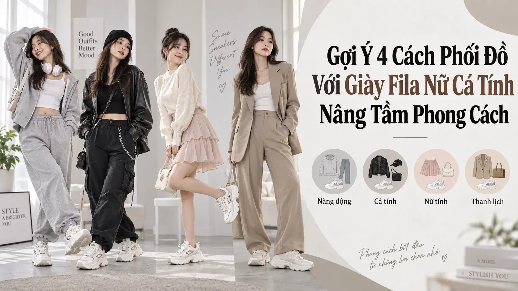 Gợi Ý 4 Cách Phối Đồ Với Giày Fila Nữ Cá Tính Nâng Tầm Phong Cách