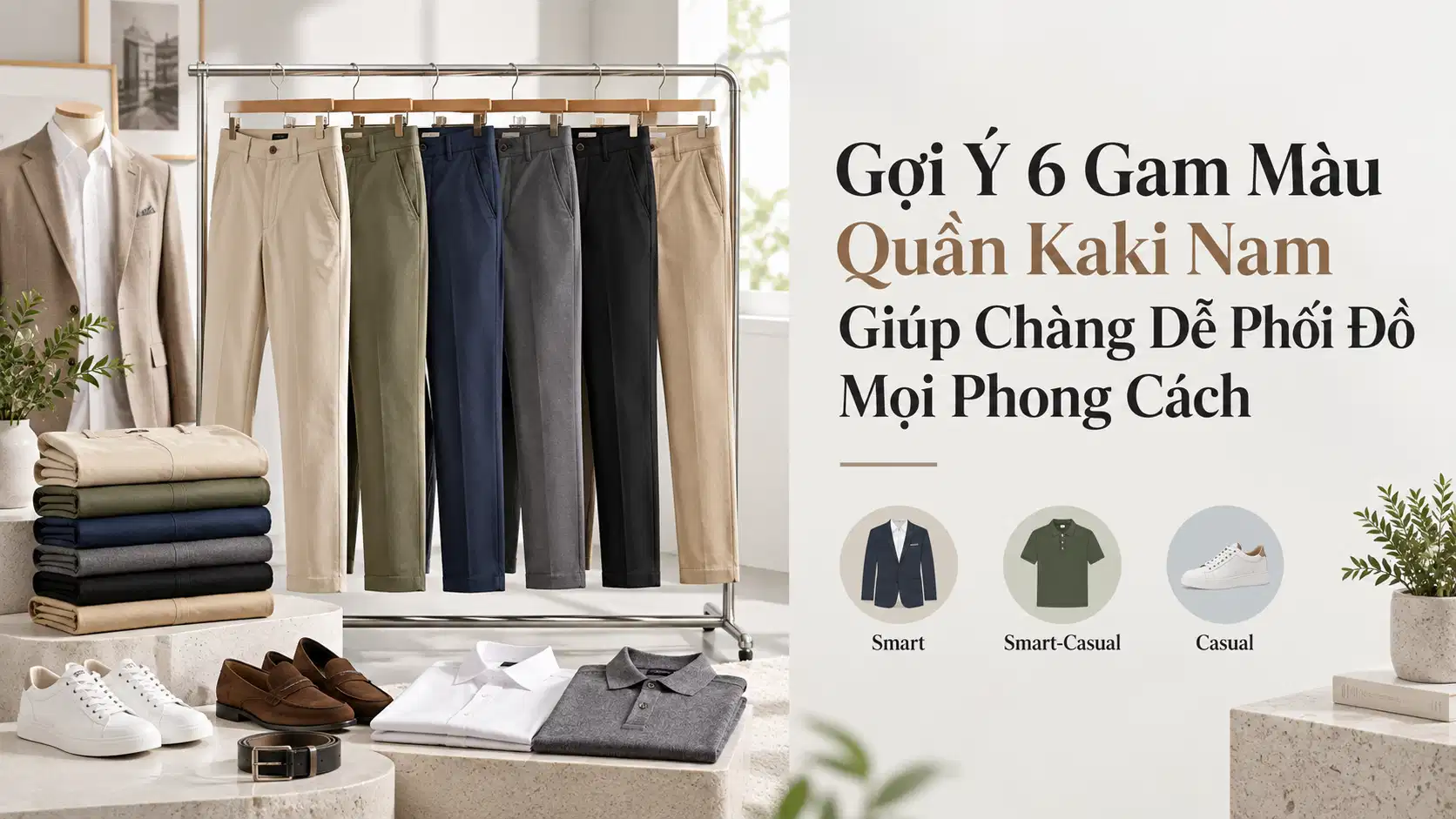 Gợi Ý 6 Gam Màu Quần Kaki Nam Giúp Chàng Dễ Phối Đồ Mọi Phong Cách