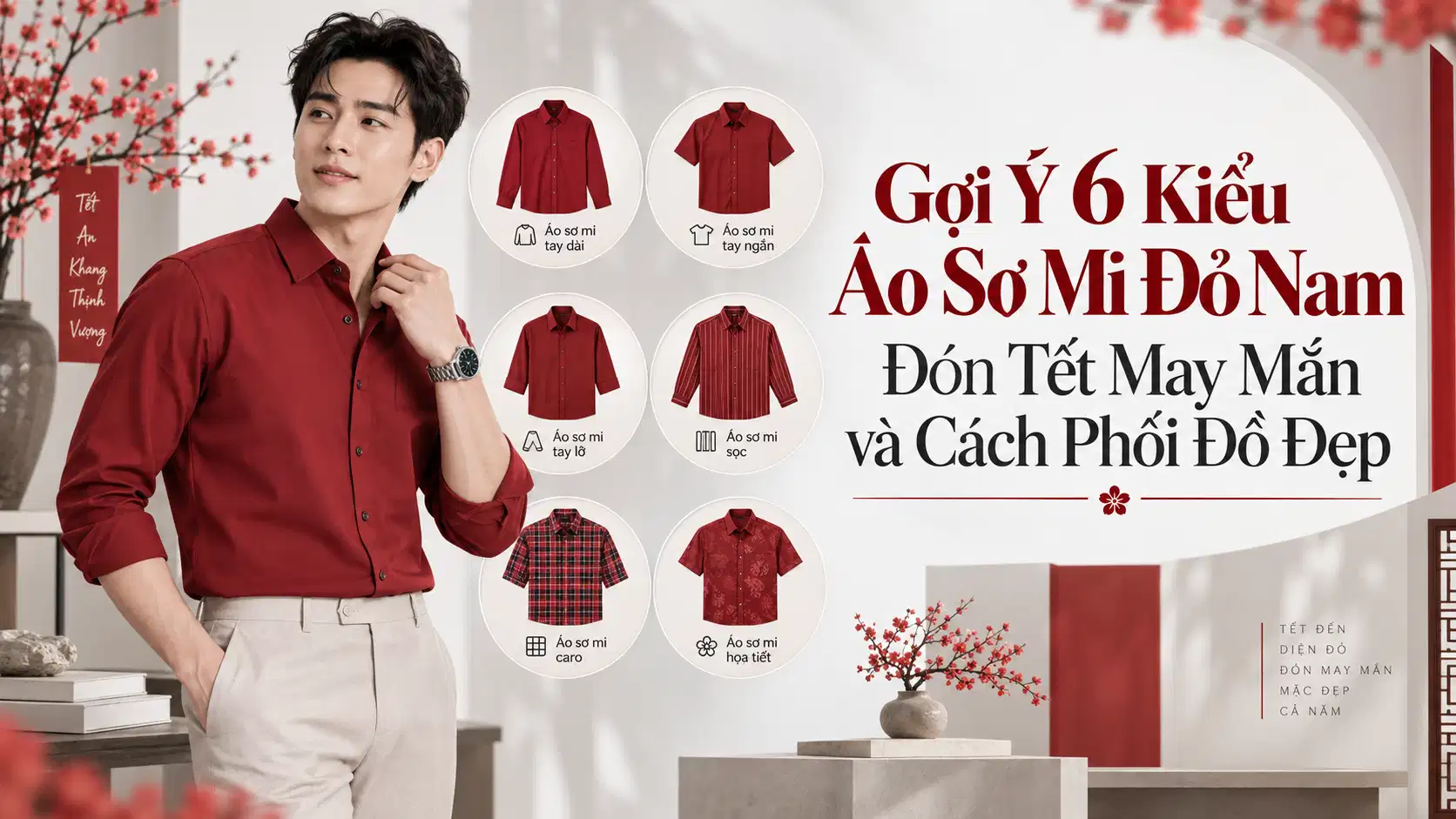 Gợi Ý 6 Kiểu Áo Sơ Mi Đỏ Nam Đón Tết May Mắn và Cách Phối Đồ Đẹp