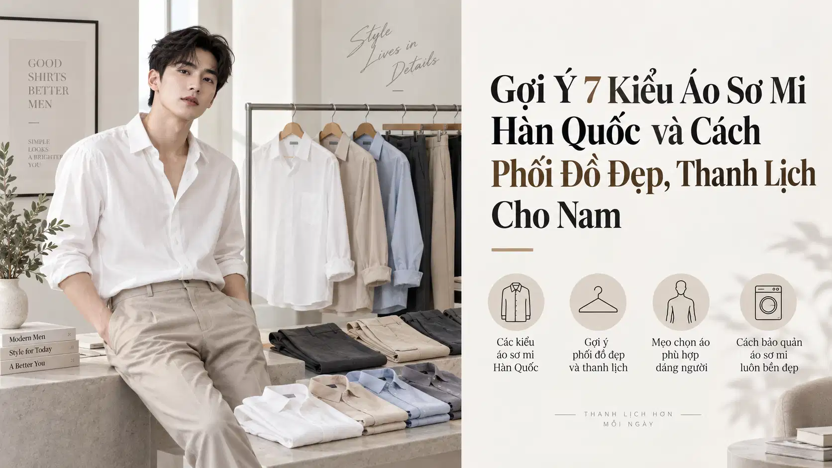 Gợi Ý 7 Kiểu Áo Sơ Mi Hàn Quốc và Cách Phối Đồ Đẹp, Thanh Lịch Cho Nam