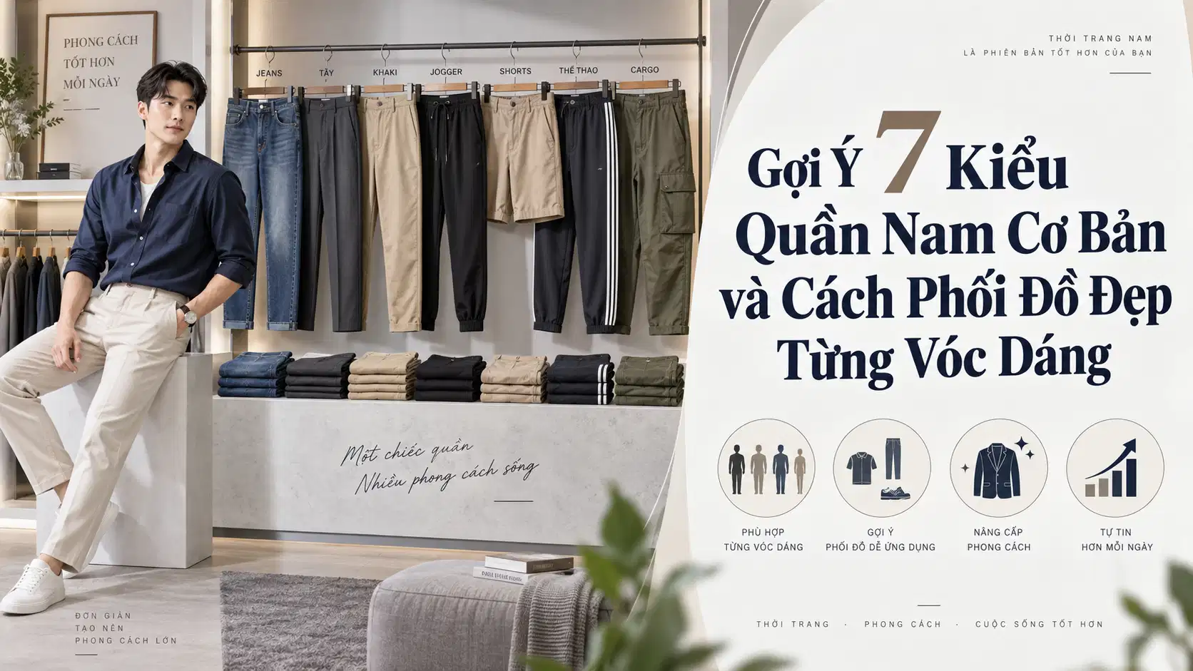 Gợi Ý 7 Kiểu Quần Nam Cơ Bản và Cách Phối Đồ Đẹp Từng Vóc Dáng