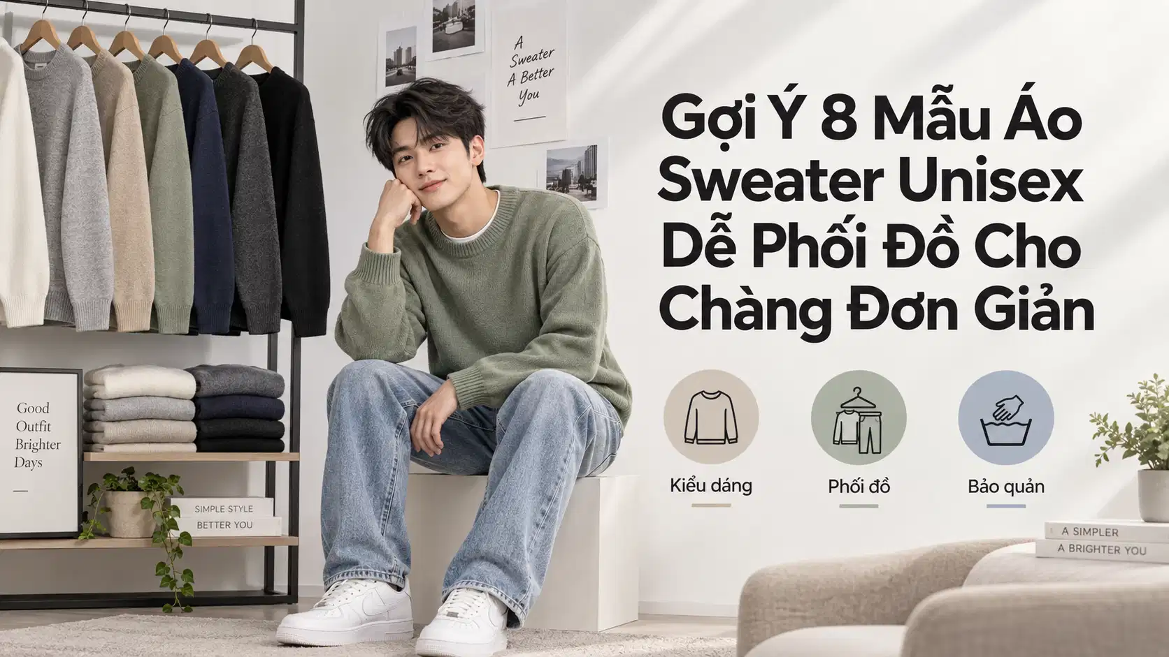Gợi Ý 8 Mẫu Áo Sweater Unisex Dễ Phối Đồ Cho Chàng Đơn Giản