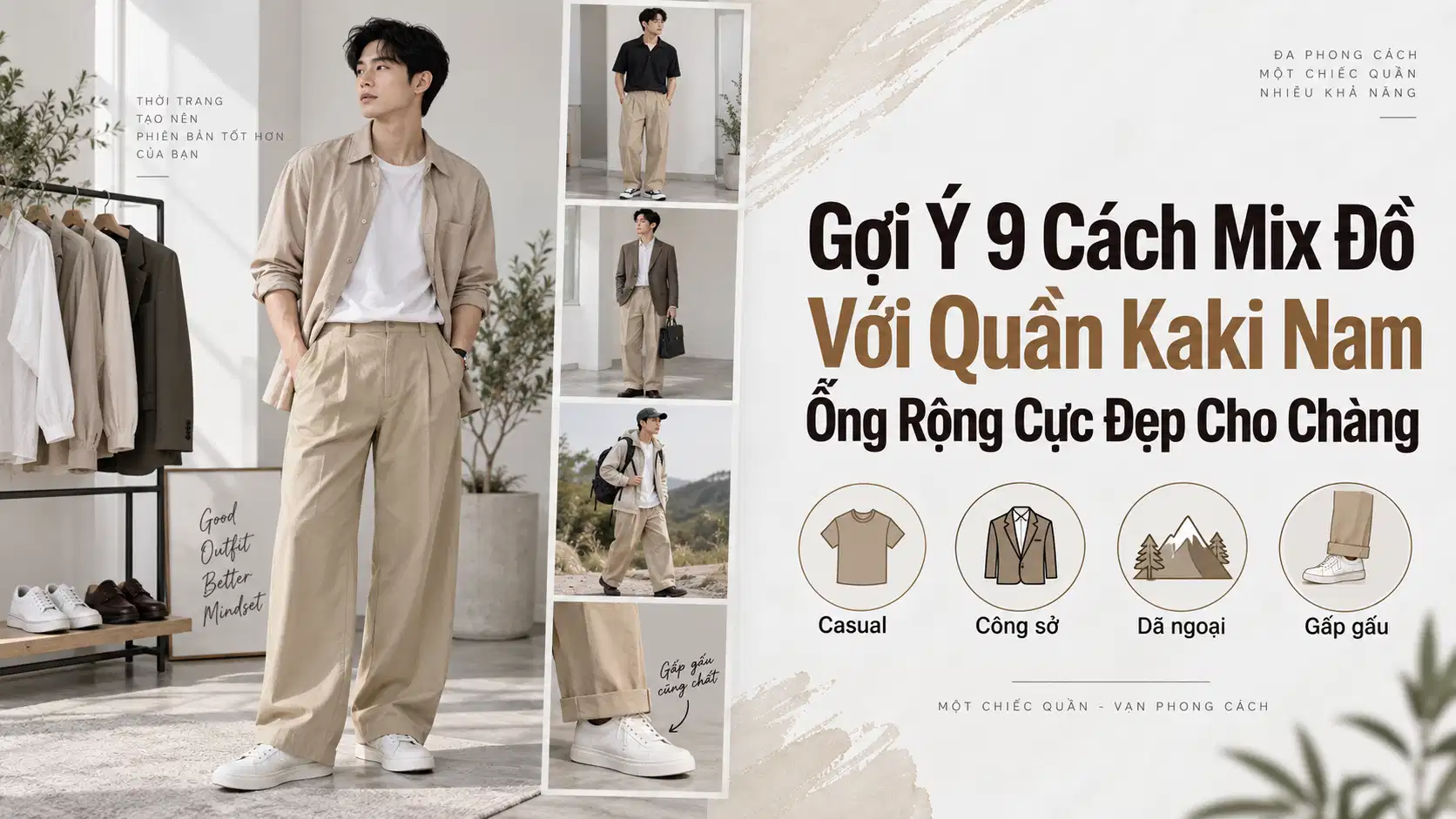 Gợi Ý 9 Cách Mix Đồ Với Quần Kaki Nam Ống Rộng Cực Đẹp Cho Chàng