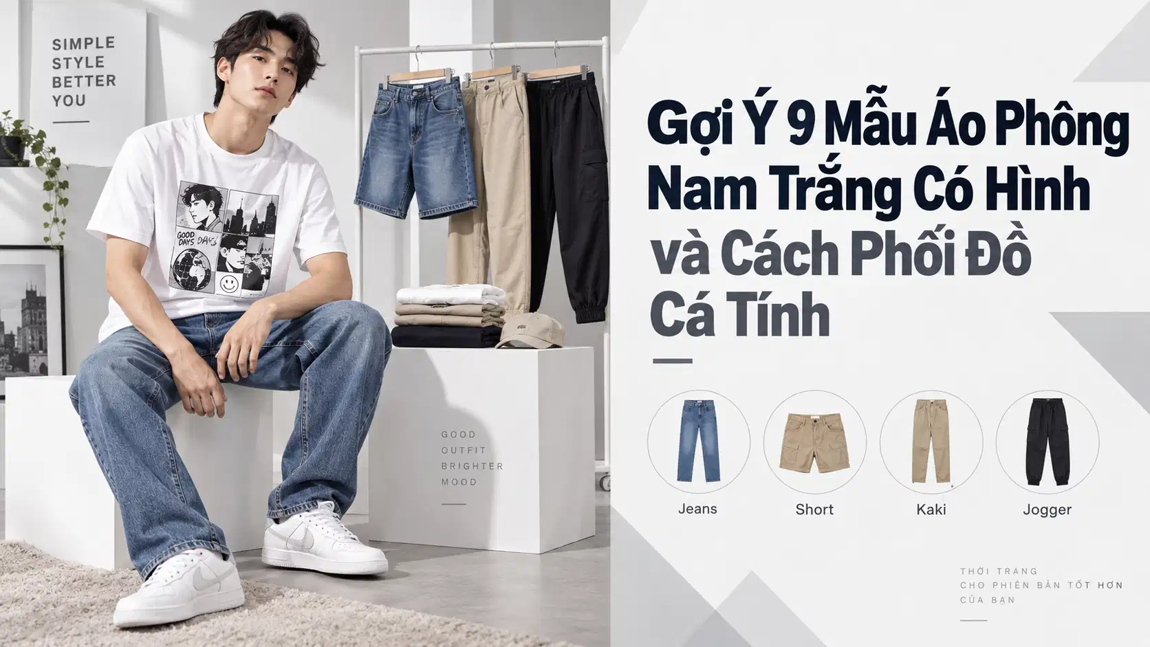 Gợi Ý 9 Mẫu Áo Phông Nam Trắng Có Hình và Cách Phối Đồ Cá Tính