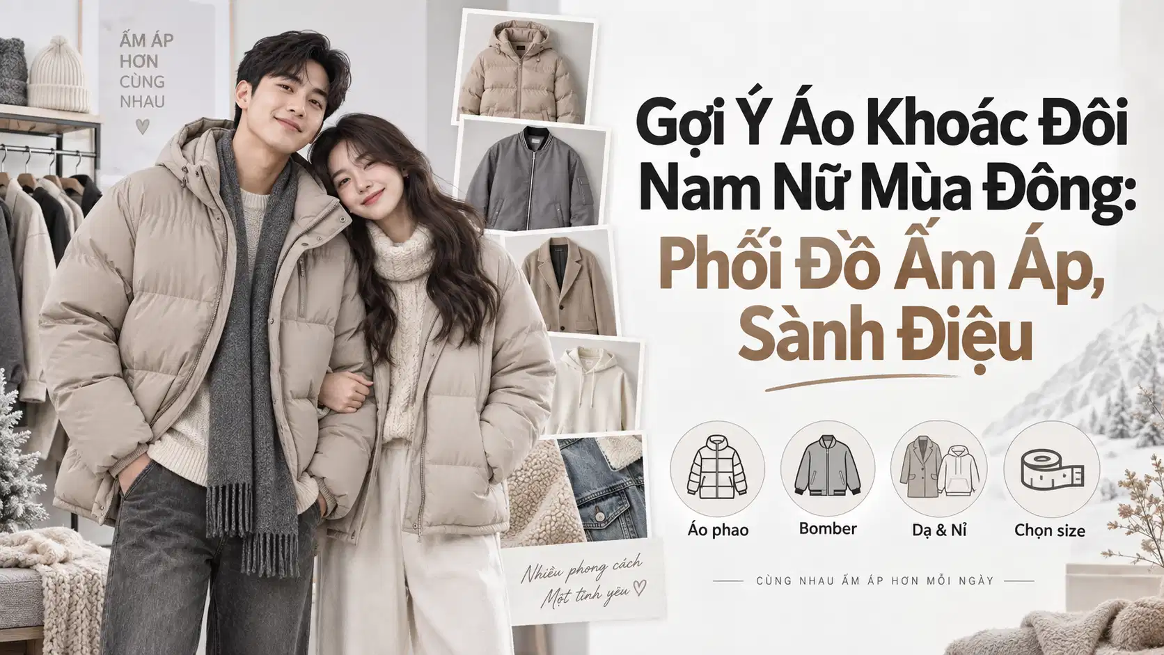 Gợi Ý Áo Khoác Đôi Nam Nữ Mùa Đông: Phối Đồ Ấm Áp, Sành Điệu