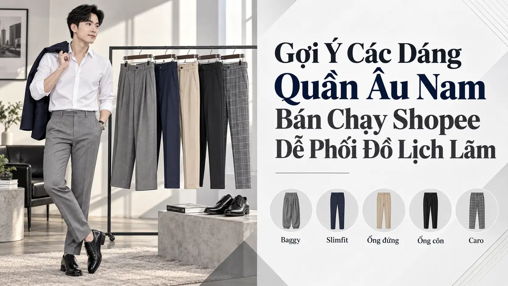 Gợi Ý Các Dáng Quần Âu Nam Bán Chạy Shopee Dễ Phối Đồ Lịch Lãm