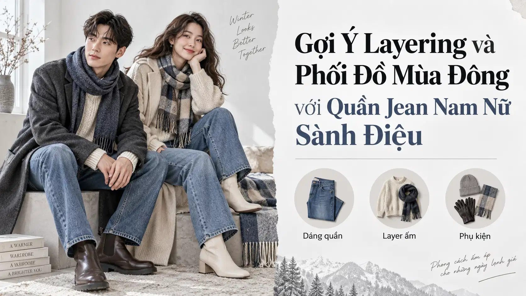 Gợi Ý Layering và Phối Đồ Mùa Đông với Quần Jean Nam Nữ Sành Điệu