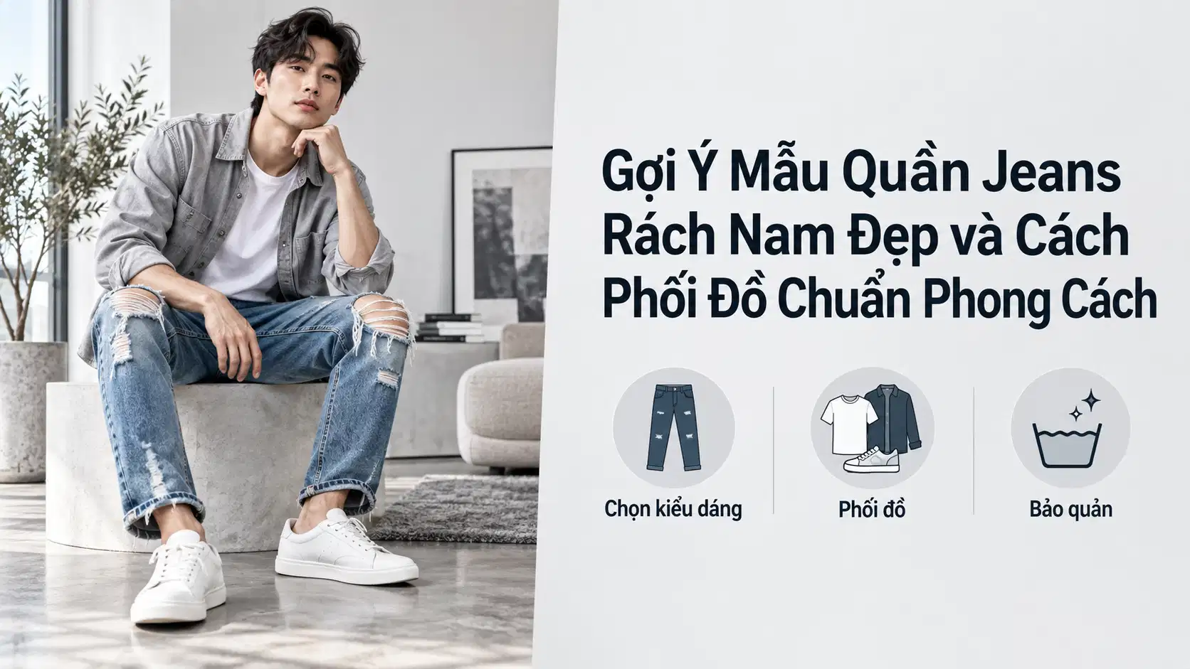 Gợi Ý Mẫu Quần Jeans Rách Nam Đẹp và Cách Phối Đồ Chuẩn Phong Cách