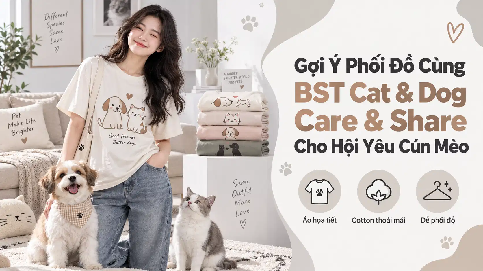 Gợi Ý Phối Đồ Cùng BST Cat & Dog Care & Share Cho Hội Yêu Cún Mèo