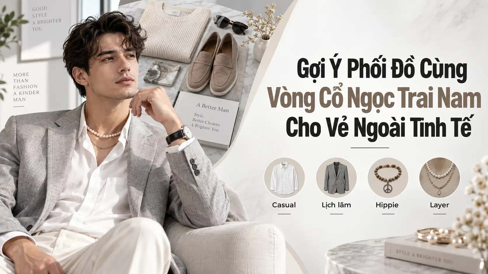 Gợi Ý Phối Đồ Cùng Vòng Cổ Ngọc Trai Nam Cho Vẻ Ngoài Tinh Tế