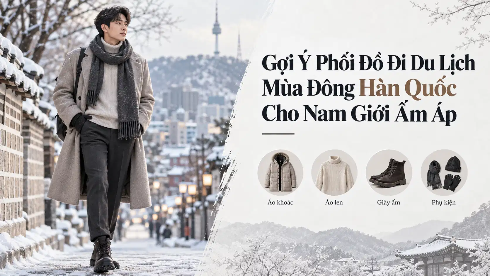 Gợi Ý Phối Đồ Đi Du Lịch Mùa Đông Hàn Quốc Cho Nam Giới Ấm Áp