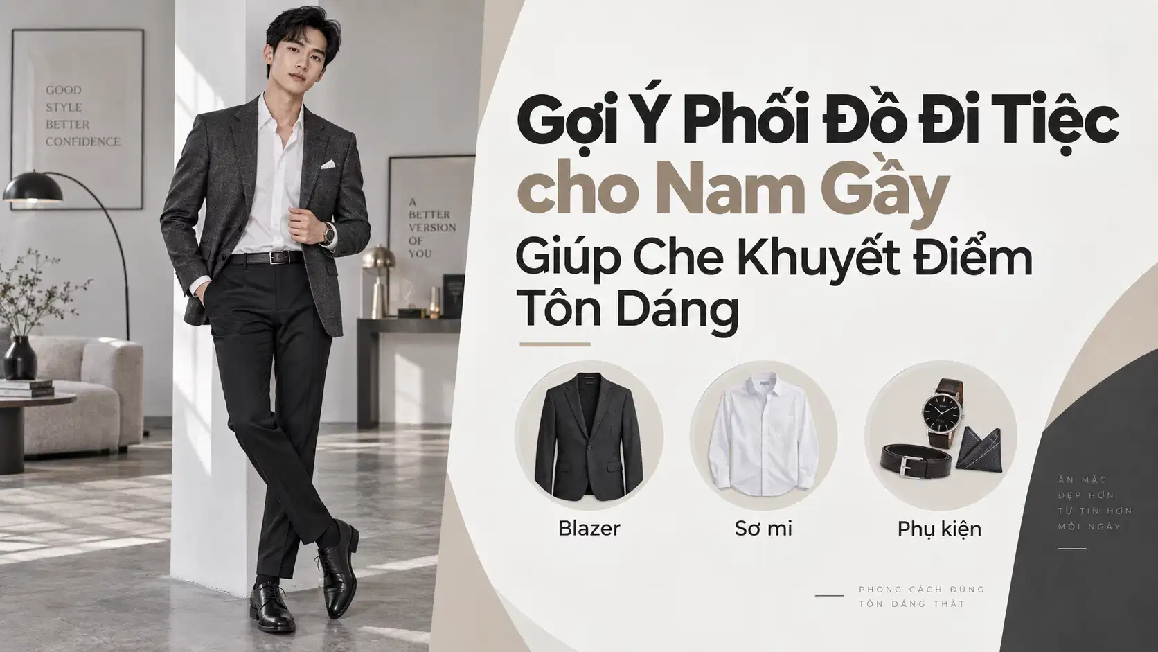 Gợi Ý Phối Đồ Đi Tiệc cho Nam Gầy Giúp Che Khuyết Điểm Tôn Dáng