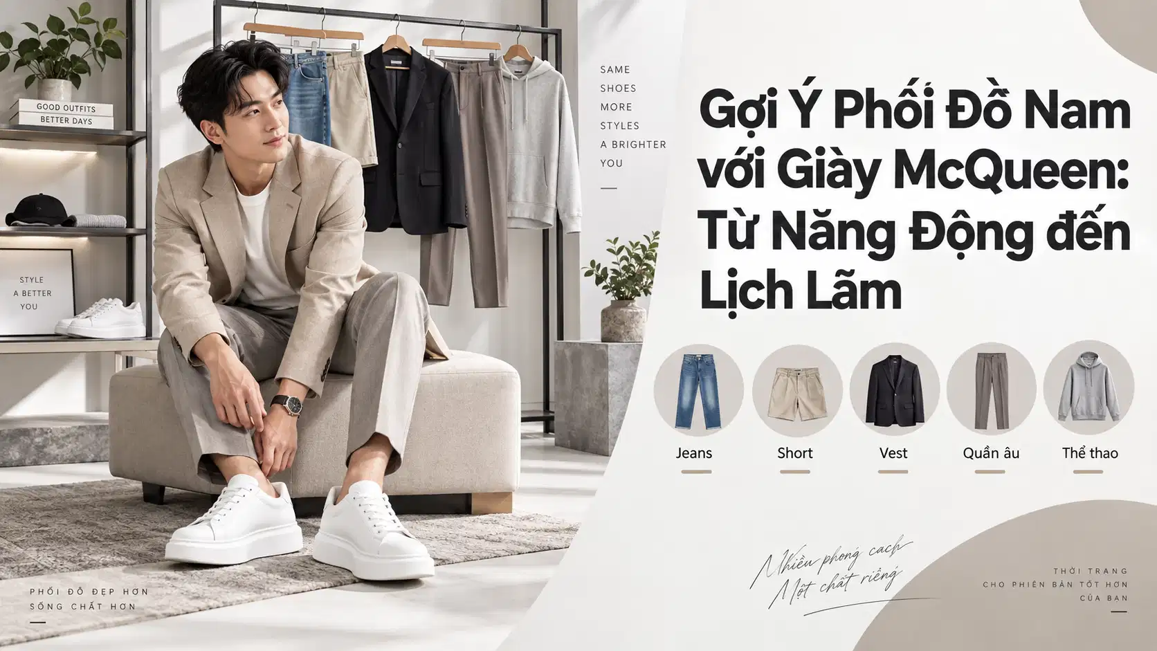 Gợi Ý Phối Đồ Nam với Giày McQueen: Từ Năng Động đến Lịch Lãm