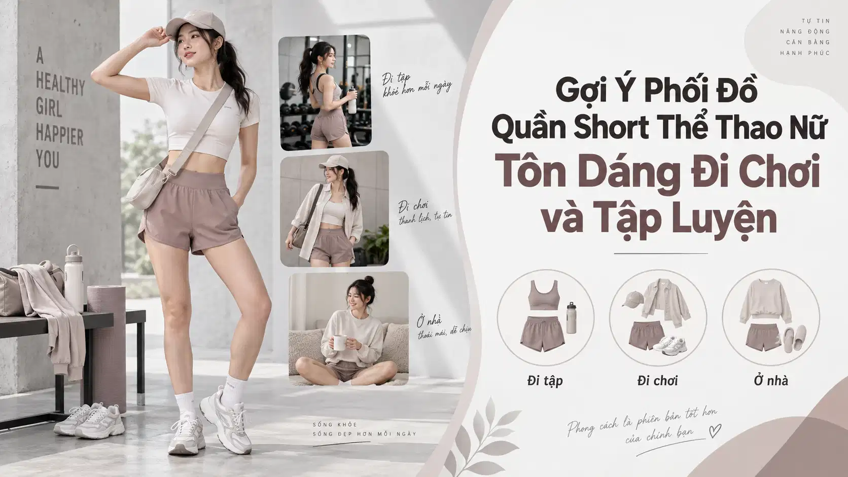 Gợi Ý Phối Đồ Quần Short Thể Thao Nữ Tôn Dáng Đi Chơi và Tập Luyện