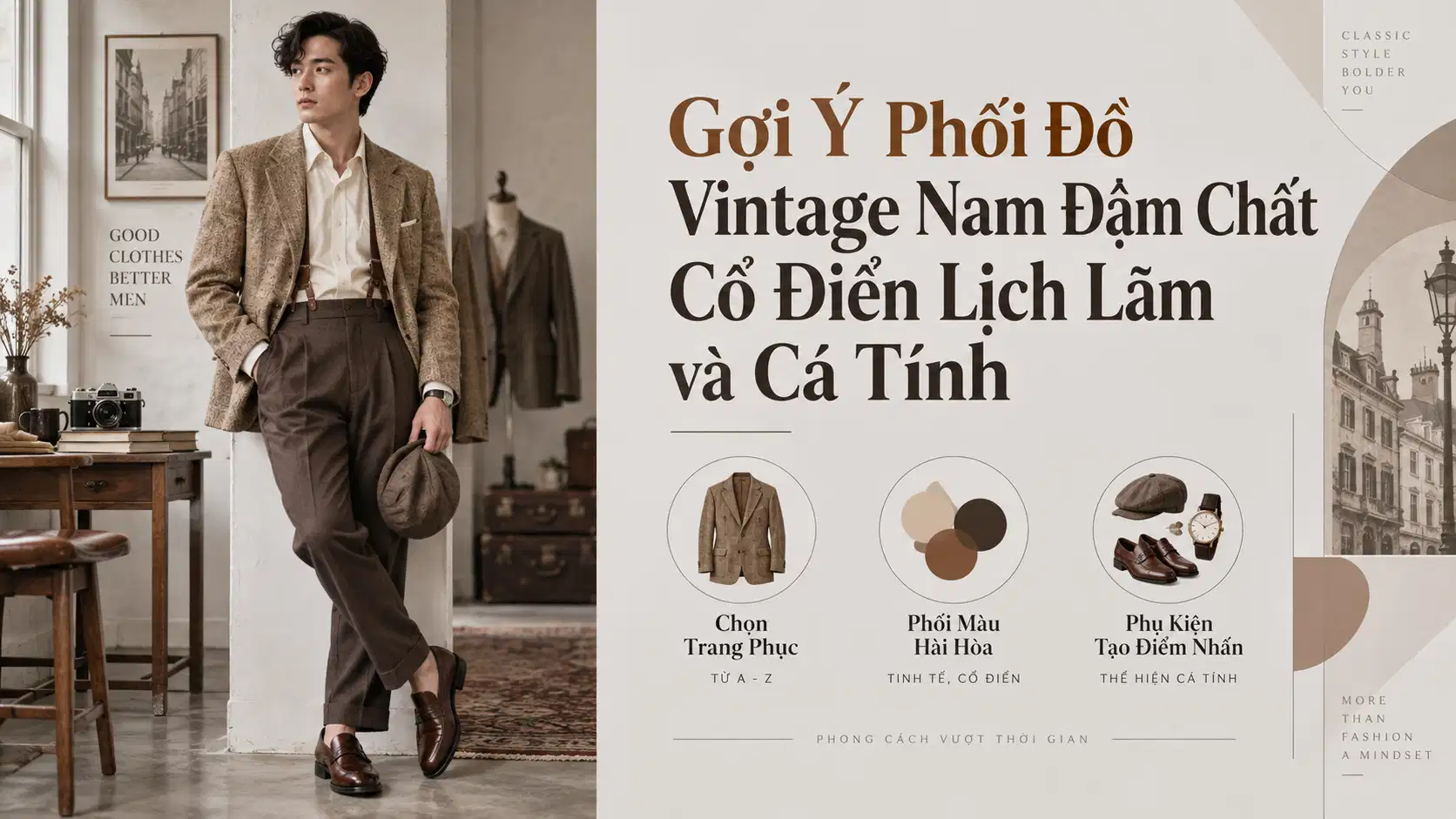 Gợi Ý Phối Đồ Vintage Nam Đậm Chất Cổ Điển Lịch Lãm và Cá Tính