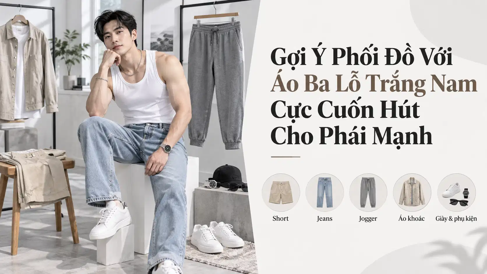Gợi Ý Phối Đồ Với Áo Ba Lỗ Trắng Nam Cực Cuốn Hút Cho Phái Mạnh