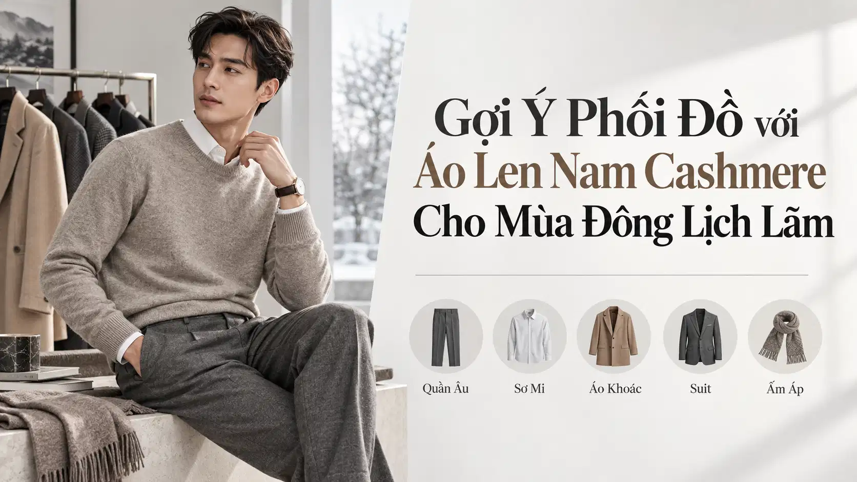 Gợi Ý Phối Đồ với Áo Len Nam Cashmere Cho Mùa Đông Lịch Lãm