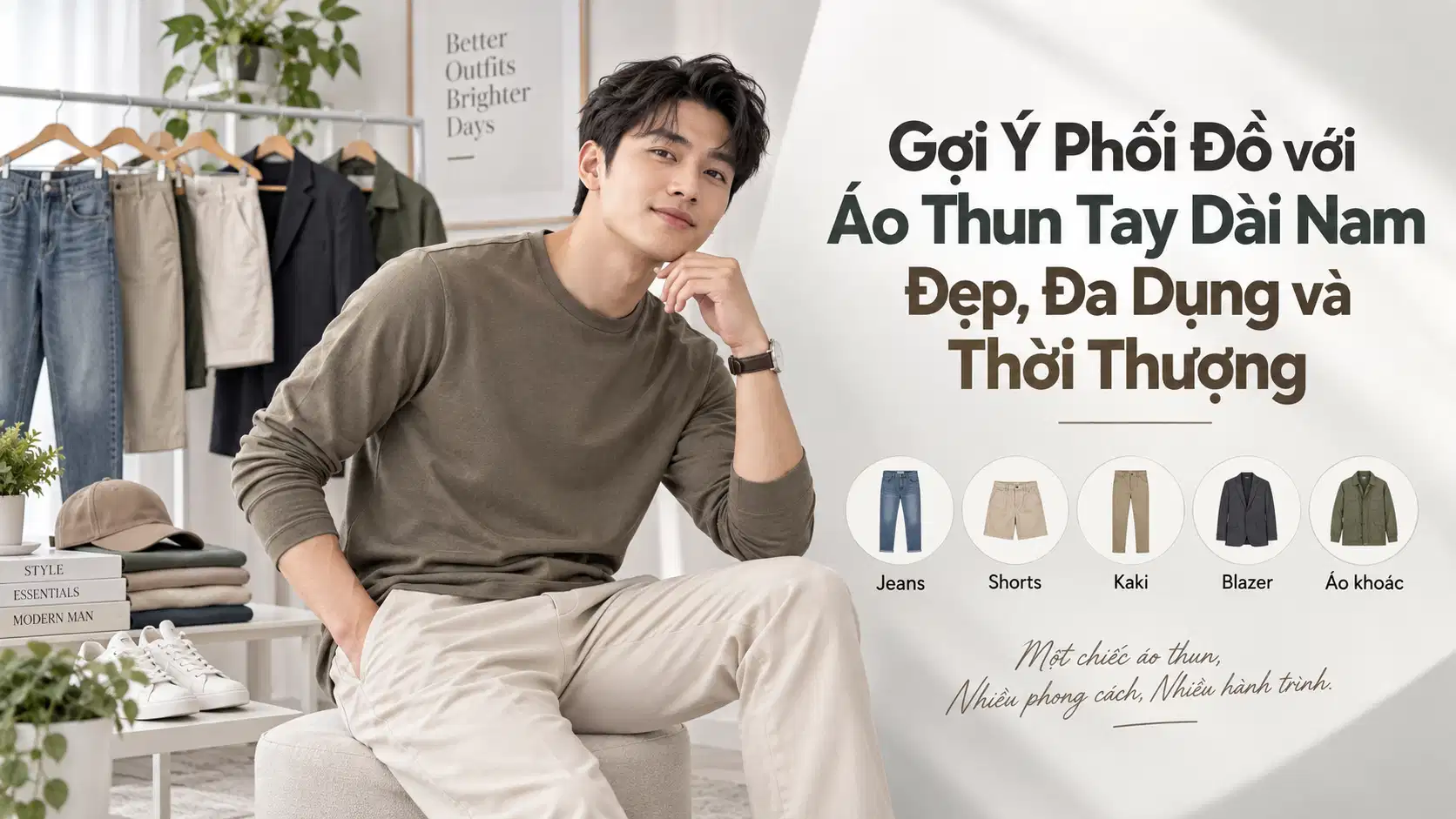 Gợi Ý Phối Đồ với Áo Thun Tay Dài Nam Đẹp, Đa Dụng và Thời Thượng