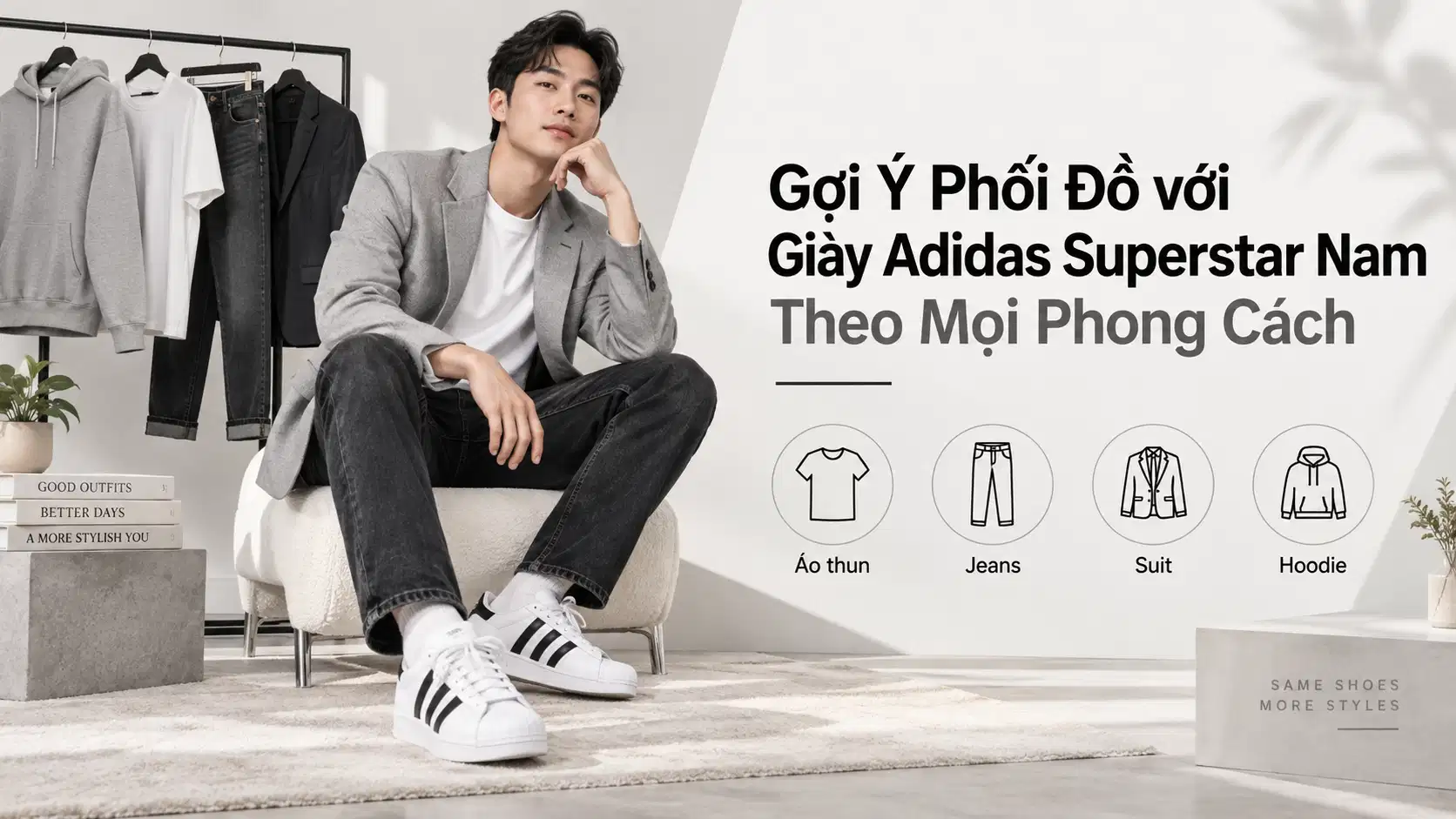 Gợi Ý Phối Đồ với Giày Adidas Superstar Nam Theo Mọi Phong Cách