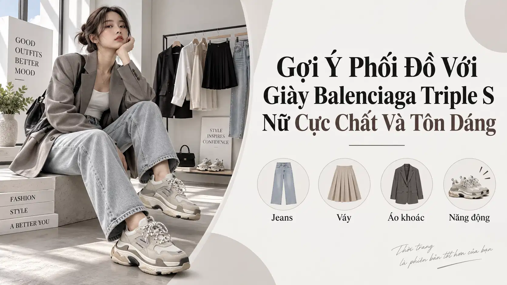 Gợi Ý Phối Đồ Với Giày Balenciaga Triple S Nữ Cực Chất Và Tôn Dáng