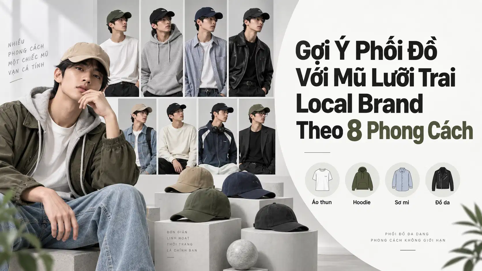 Gợi Ý Phối Đồ Với Mũ Lưỡi Trai Local Brand Theo 8 Phong Cách