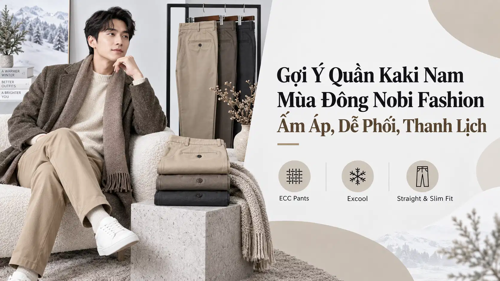 Gợi Ý Quần Kaki Nam Mùa Đông Nobi Fashion Ấm Áp, Dễ Phối, Thanh Lịch