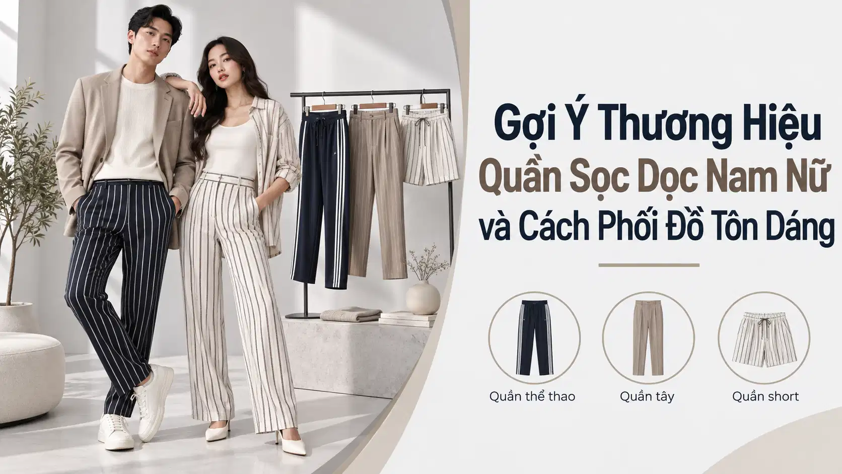 Gợi Ý Thương Hiệu Quần Sọc Dọc Nam Nữ và Cách Phối Đồ Tôn Dáng