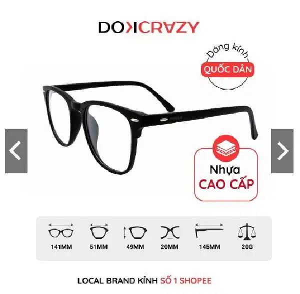 Gọng kính DOKCRAZY SINO từ chất liệu nhựa sinh học nhẹ nhàng Gọng kính DOKCRAZY SINO từ chất liệu nhựa sinh học nhẹ nhàng