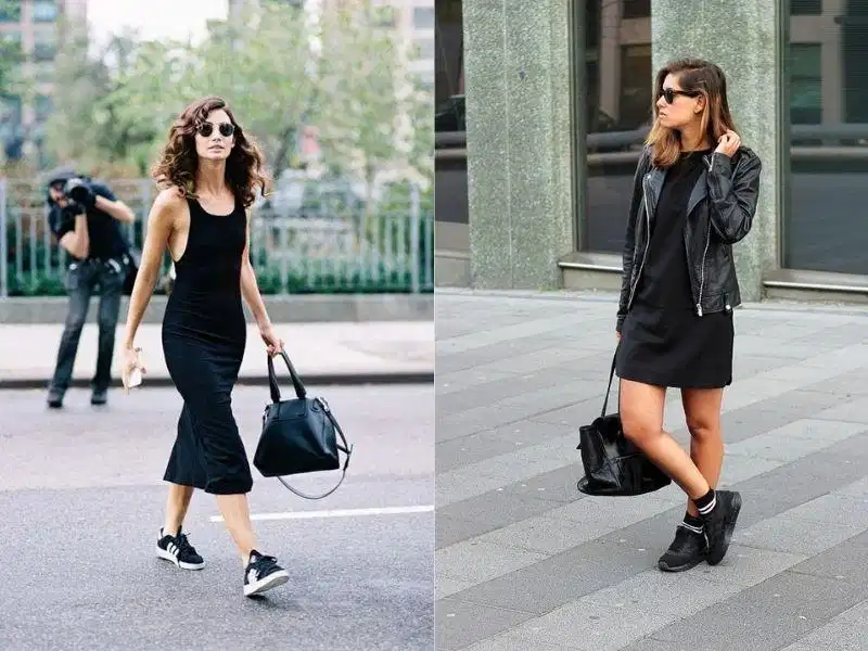 Cân bằng màu sắc và họa tiết khi phối đồ với giày thể thao đen