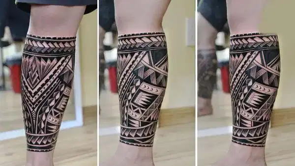 Hình xăm Maori bắp chân mạnh mẽ Hình xăm Maori bắp chân mạnh mẽ