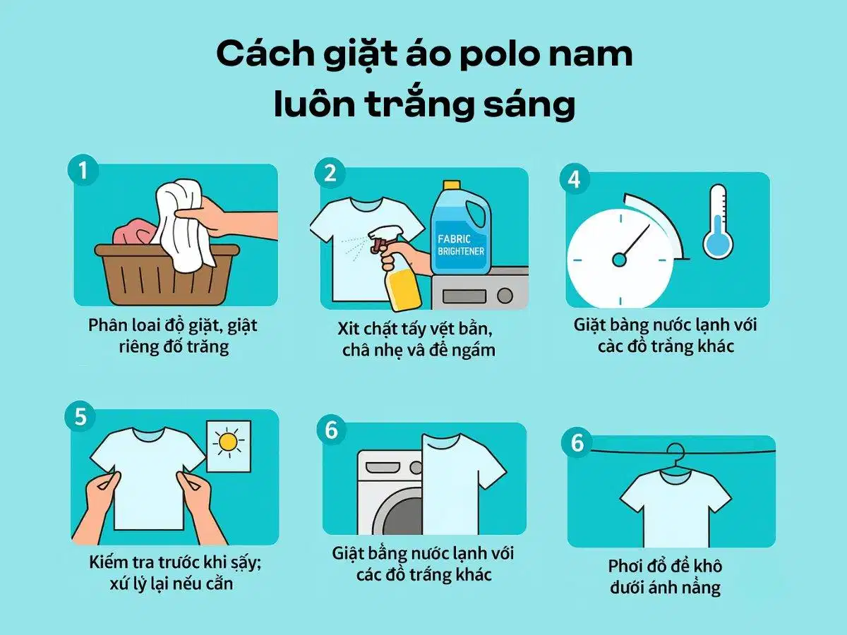 Hướng dẫn giặt và bảo quản áo polo trắng Hướng dẫn giặt và bảo quản áo polo trắng