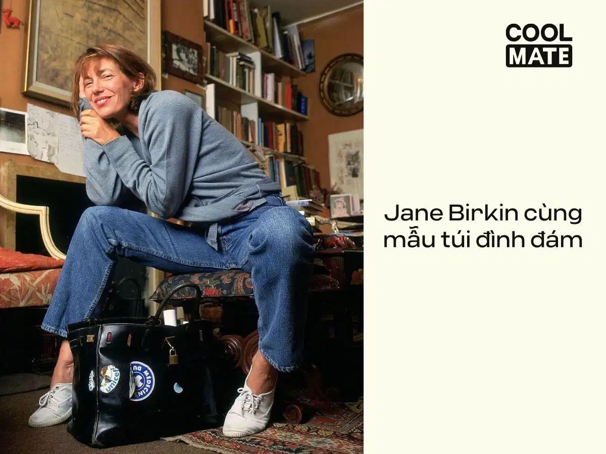 Jane Birkin cùng mẫu túi Hermès Birkin nguyên bản Jane Birkin cùng mẫu túi Hermès Birkin nguyên bản