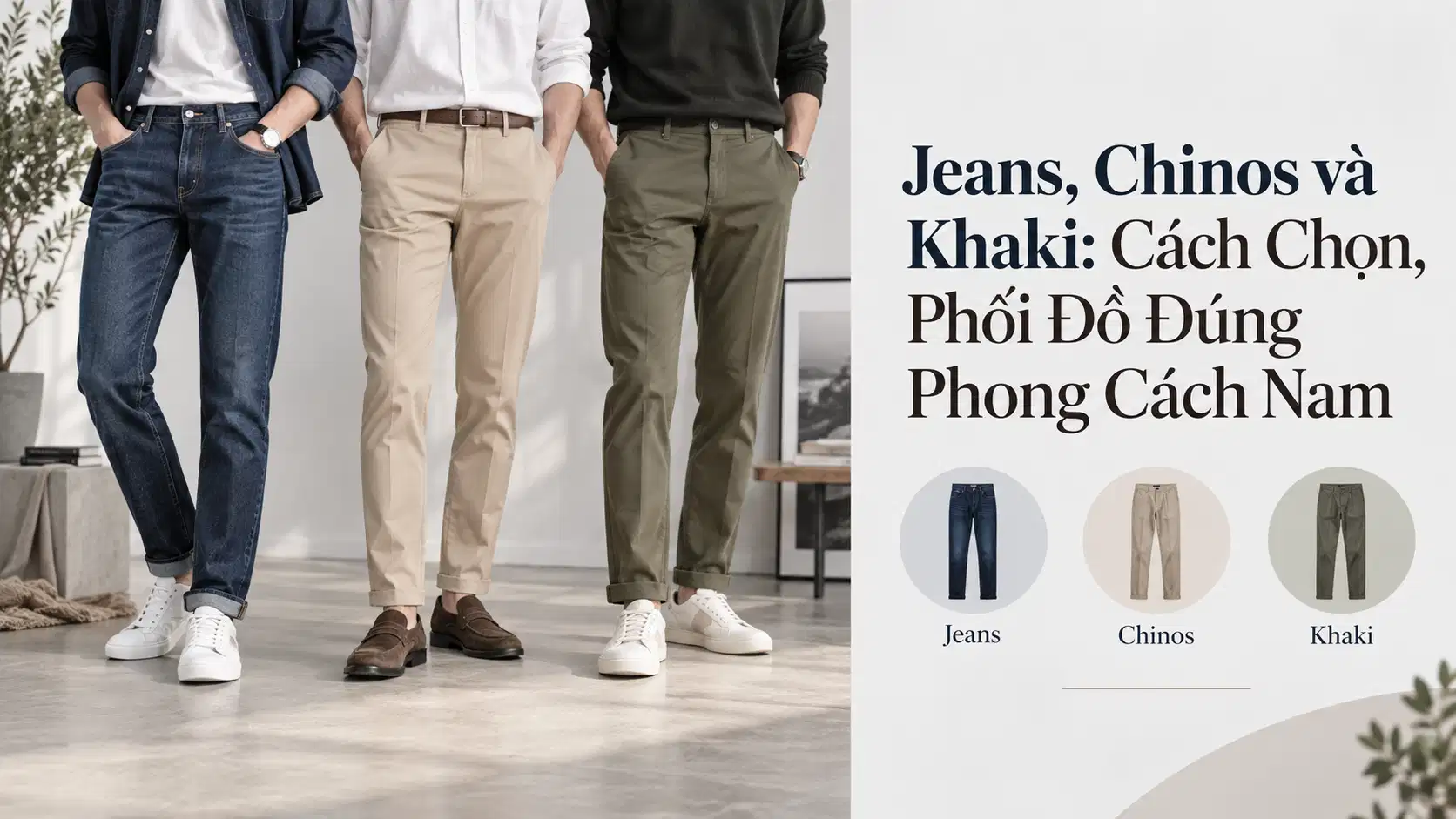 Jeans, Chinos và Khaki: Cách Chọn, Phối Đồ Đúng Phong Cách Nam
