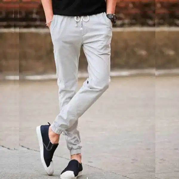 Quần jogger nỉ nam Quần jogger nỉ nam bo gấu kết hợp phong cách thể thao thường ngày