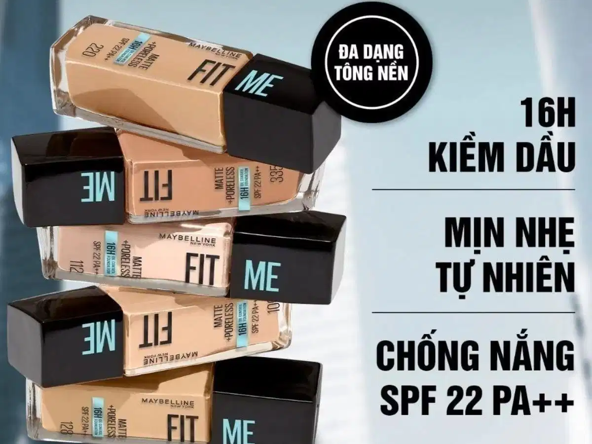 Kem nền Fit Me Maybelline M&P SPF 22 Kem nền Fit Me Maybelline Matte and Poreless SPF 22